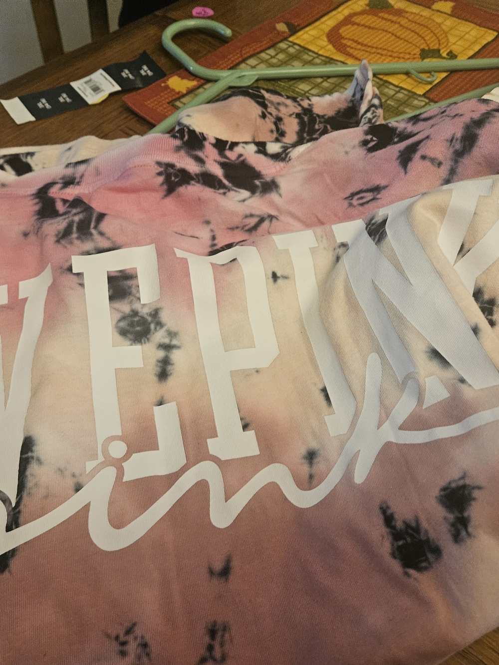 PINK Victoria's Secret Kids Tie-Dye Hoodie in Pink and Black